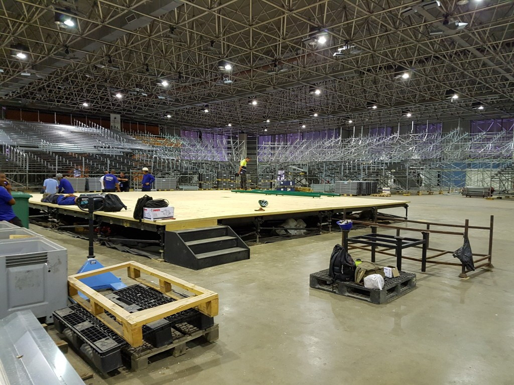 Preparation work is ongoing at the Rio 2016 Riocentro weightlifting venue in the Olympic Park ©IWF