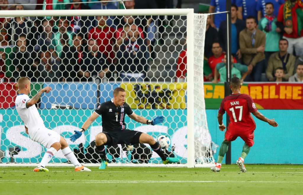 Nani's 19th international goal put Portugal 1-0 ahead in the 31st minute ©Getty Images 
