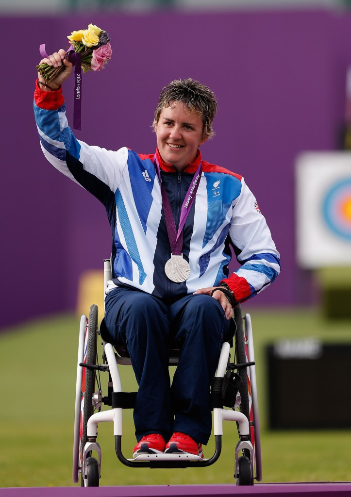 Mel Clarke celebrates her compound silver medal won at London 2012 ©Getty Images