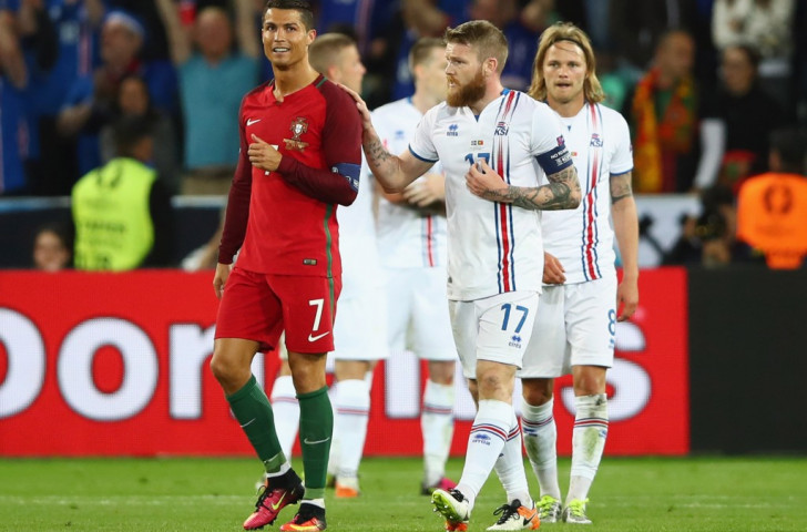 Portugal's Cristiano Ronaldo seems less than enthusiastic about  conversing with Iceland's Aron Gunnarsson after the side's 1-1 draw at Euro 2016 this week. Ronaldo commented: 
