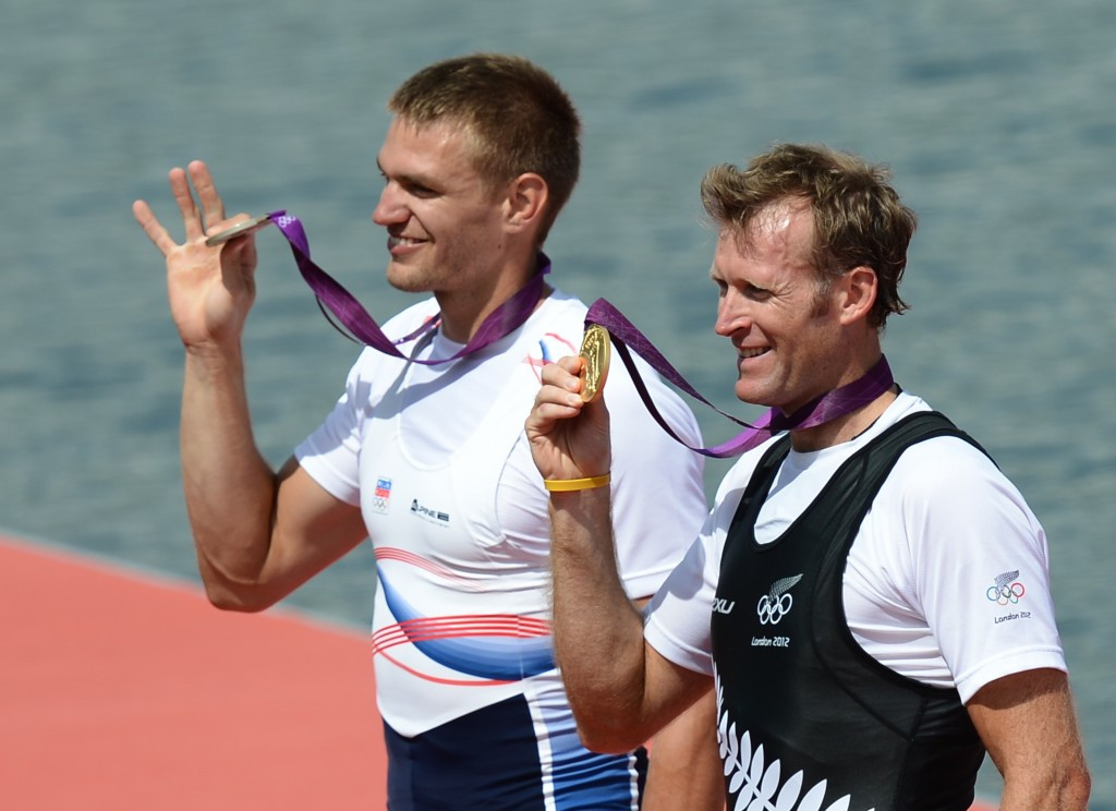 Ondrej Synek (left) and Mahe Drysdale will expect to lock horns again in the men's singles sculls