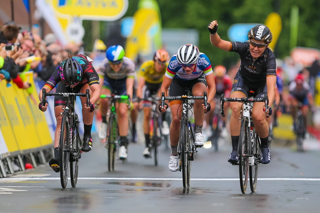 Amy Pieters won a sprint finish on stage two today
