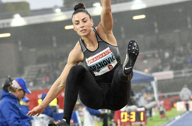 Serbia's Ivana Spanovic earned long jump victory over Olympic champion Brittney Reese on a rainswept night in the 1912 Olympic stadium ©Getty Images