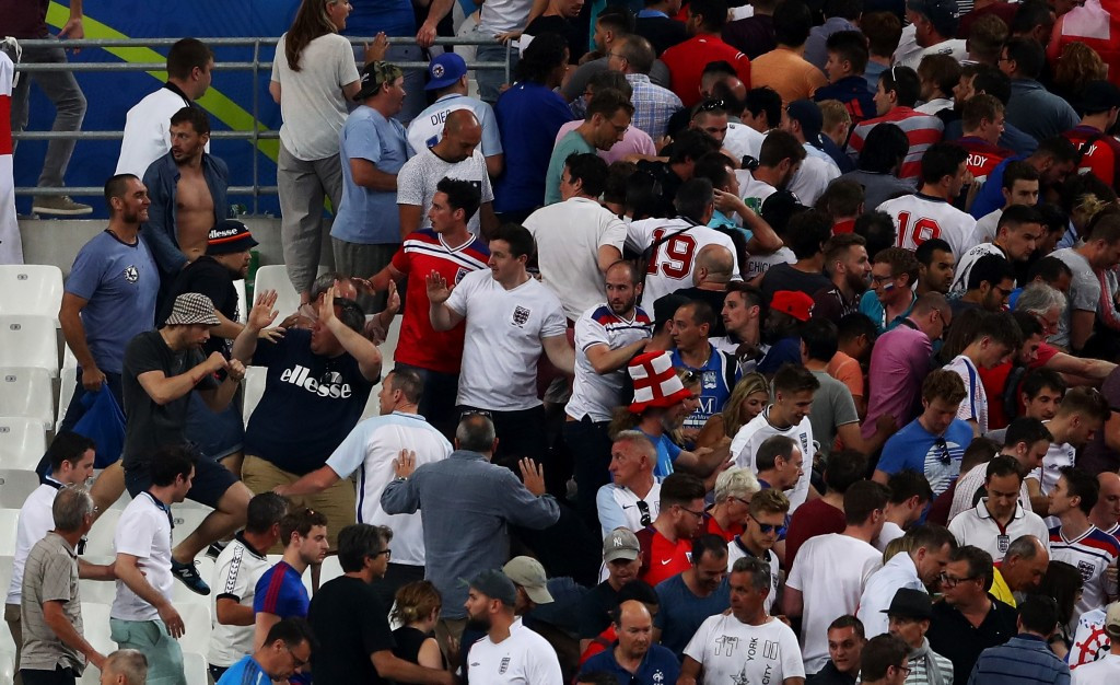 Violence inside the Stade Velodrome marred Russia's 1-1 draw with England in Marseille last weekend