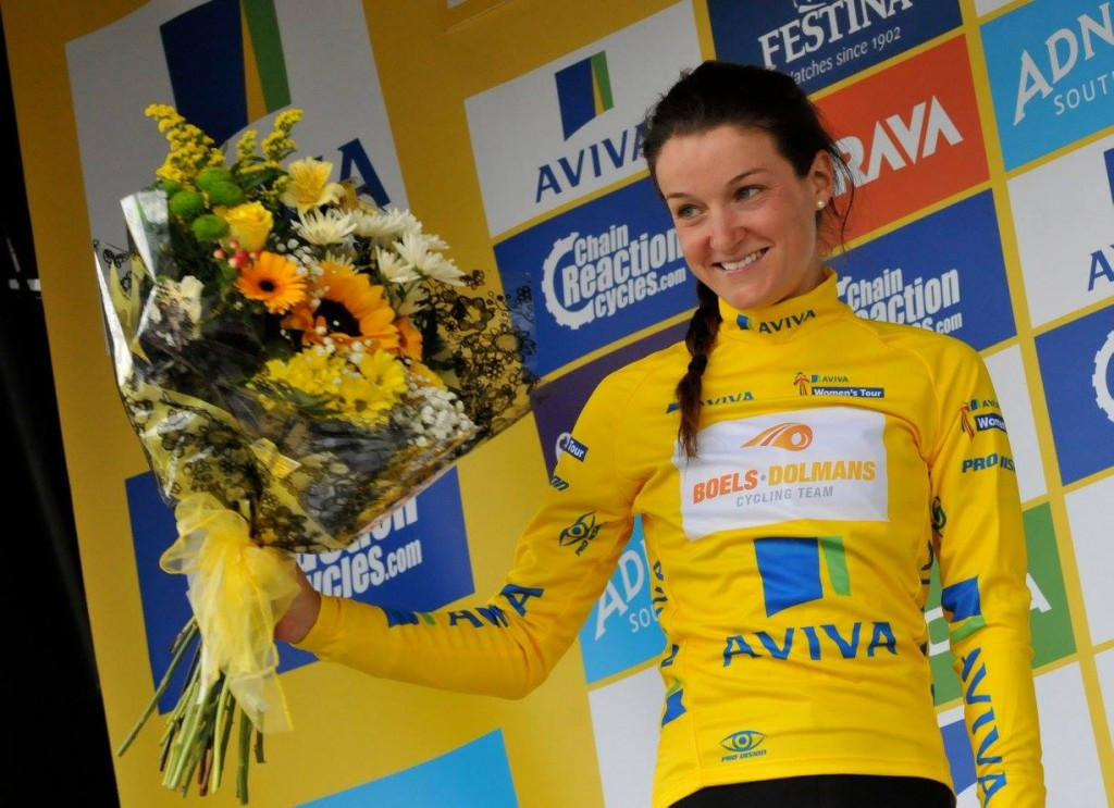 Lizzie Armitstead kept hold of the leader's yellow jersey