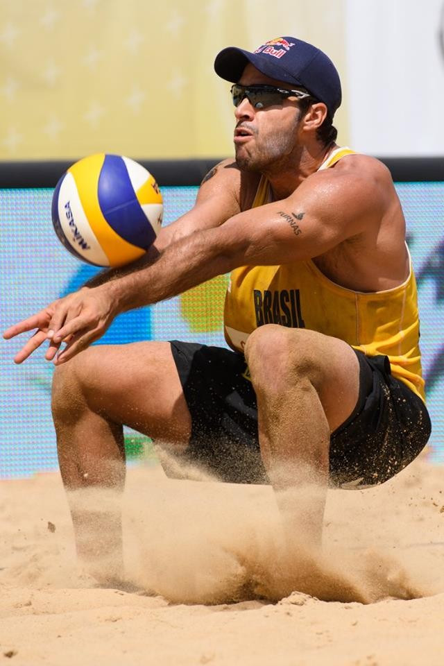 Brazil's Bruno Oscar Schmidt (pictured) and Alison Cerutti had to settle for silver