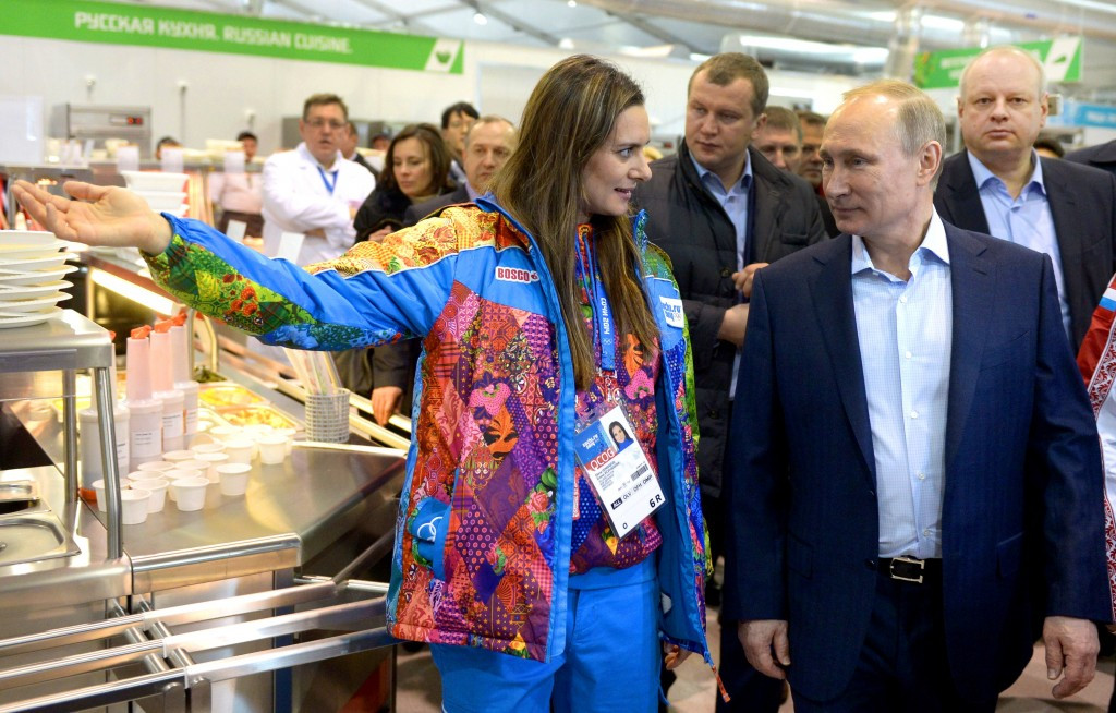 Yelena Isinbayeva, pictured with Russian President Vladimir Putin during Sochi 2014, where she was Mayor of the Athletes' Village ©Getty Images