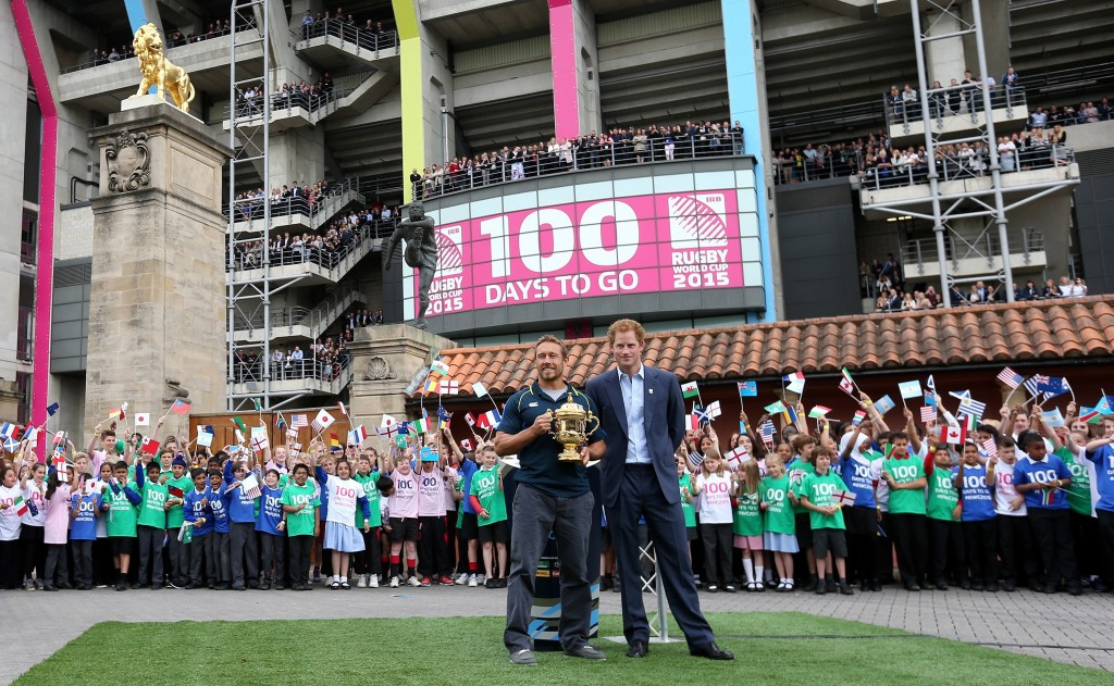 Prince Harry launches Rugby World Cup Trophy Tour as England 2015 mark 100-days to go