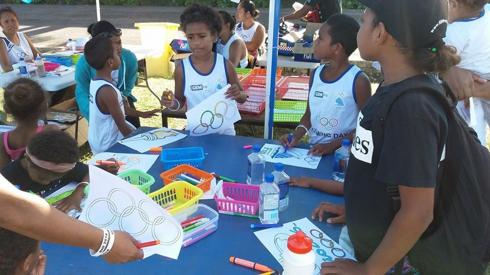Local schoolchildren in Fiji were enthusiastic participants in Olympic Day ©FASANOC