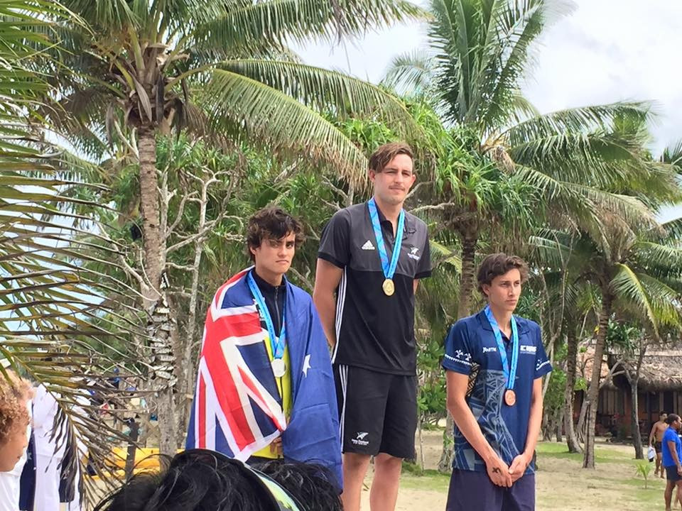 Matthew Scott the claimed gold medal for New Zealand in the men's 5km open water swimming race ©Facebook/Oceania Swimming Championships