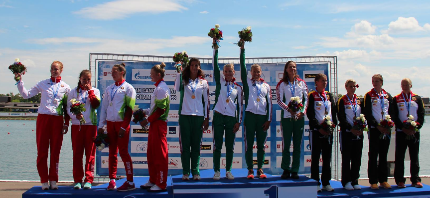 Hungary enjoyed success in both the women's K4 500m, pictured, and the men's equivalent ©ECA