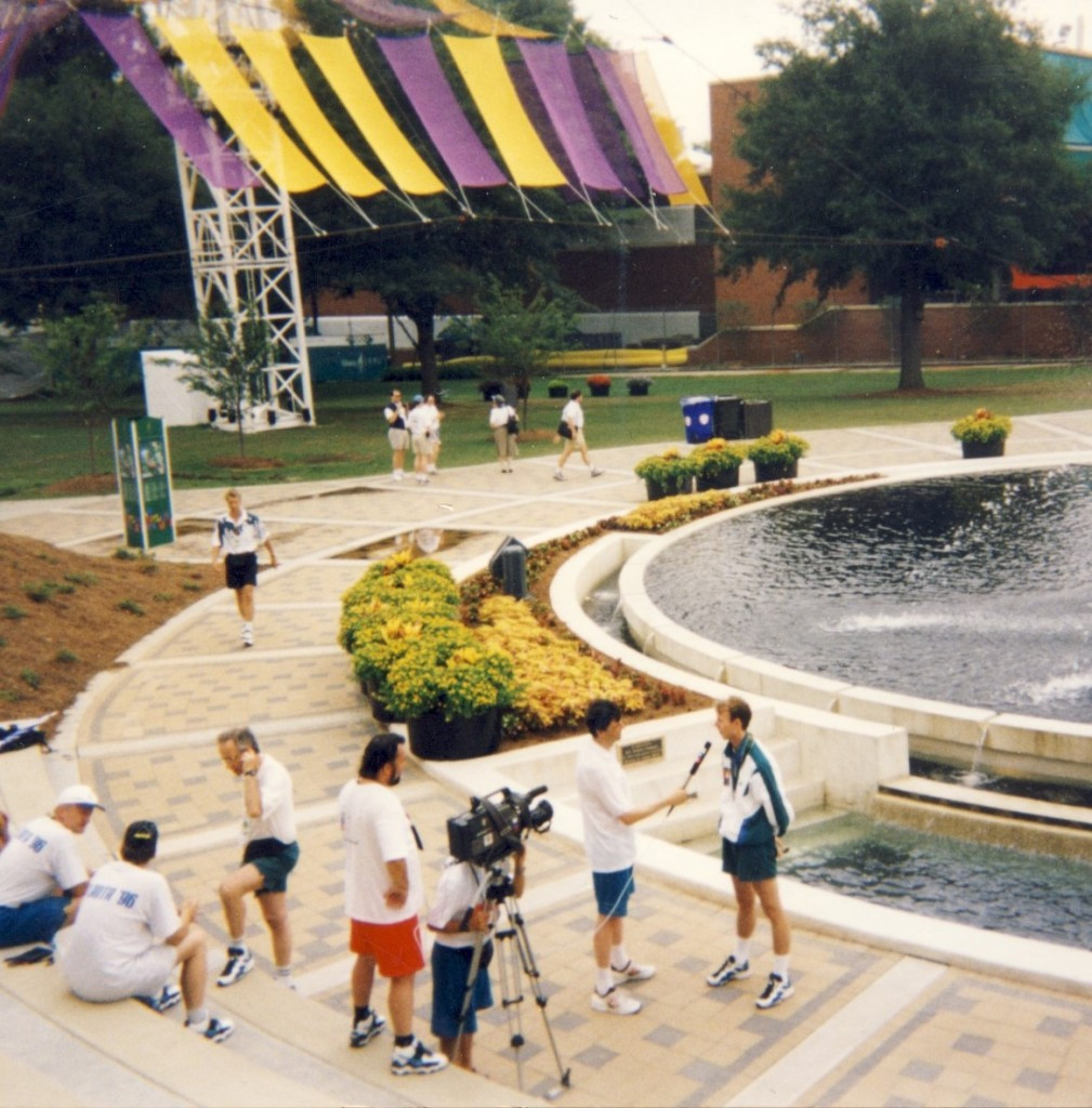 A television interview is conducted at the Atlanta 1996 Athletes' Village ©Philip Barker
