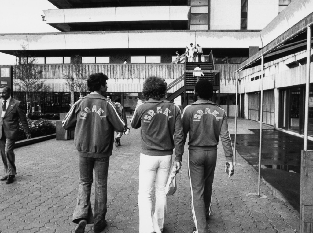 Three members of the Israeli team wander through the Athletes' Village at Montreal 1976 ©Getty Images/Hulton Archive