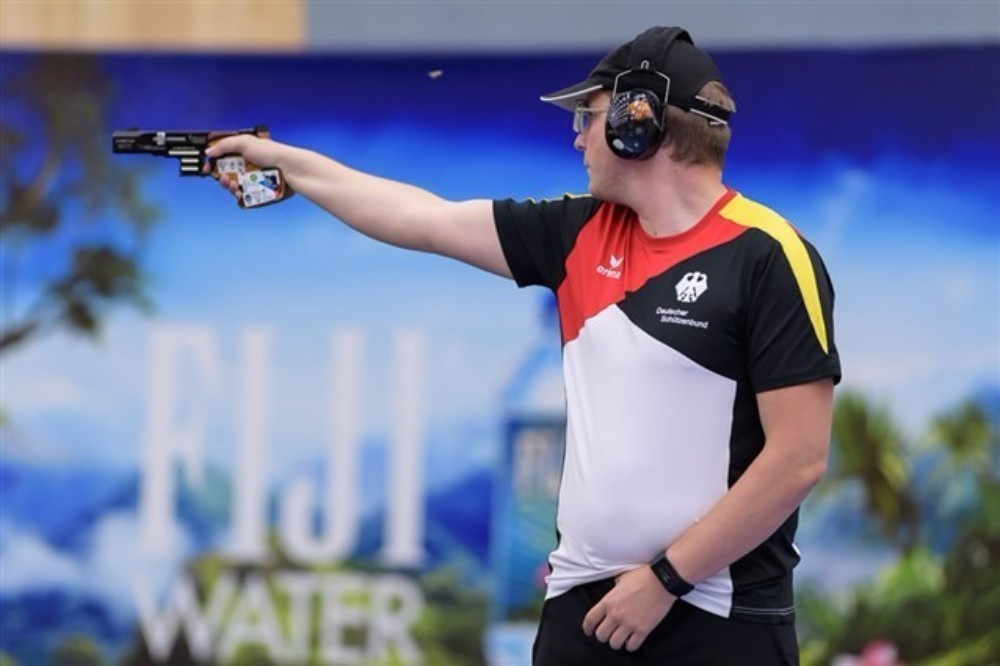Germany’s Christian Reitz earned the 25m rapid fire pistol gold with a stunning finish to the event