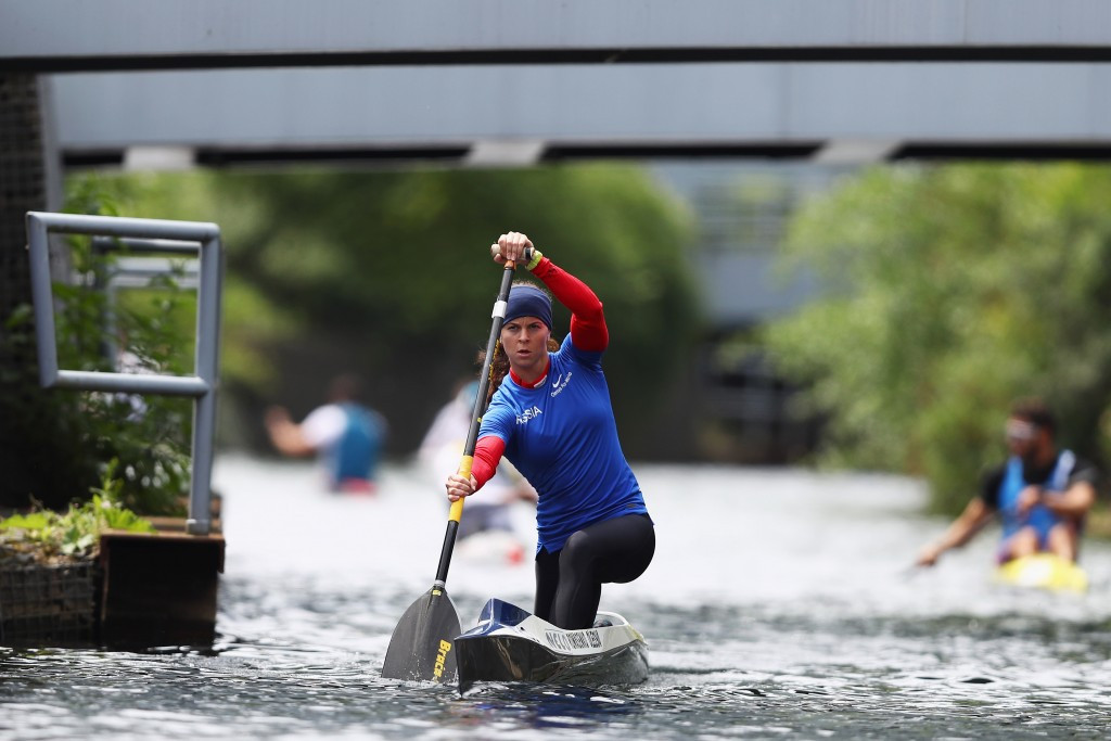 Olesia Romasenko of Russia, pictured earlier this year, claimed the women's C1 200m title ©Getty Images