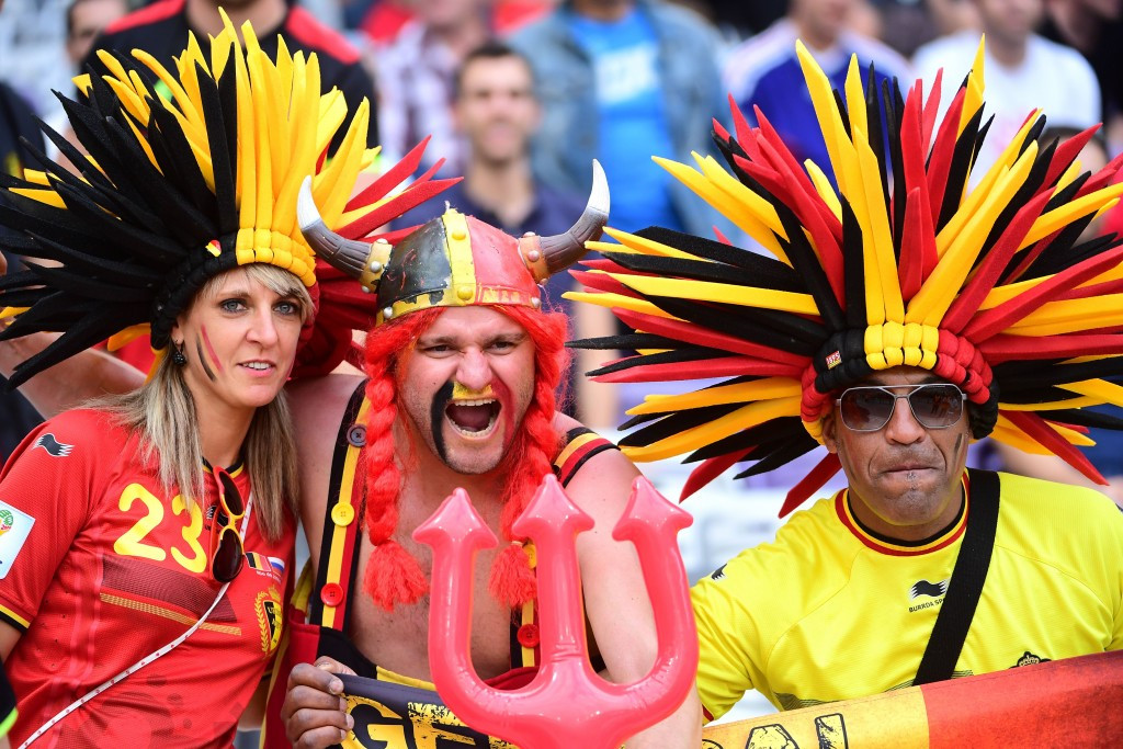 Belgium fans cheer ahead of their clash with Hungary Germany's midfielder Julian Draxler runs at the Slovakian defence ©Getty Images