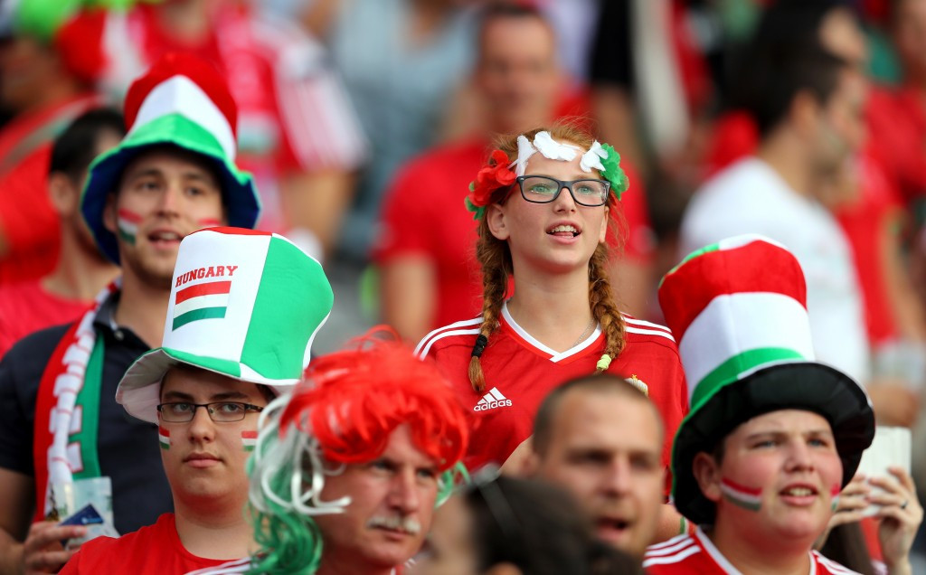 Hungary supporters soak up the atmosphere ahead of their clash with Belgium ©Getty Images