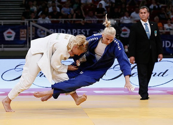 Kayla Harrison continued her good form ahead of her Olympic title defence by winning gold in the women's under 78kg event