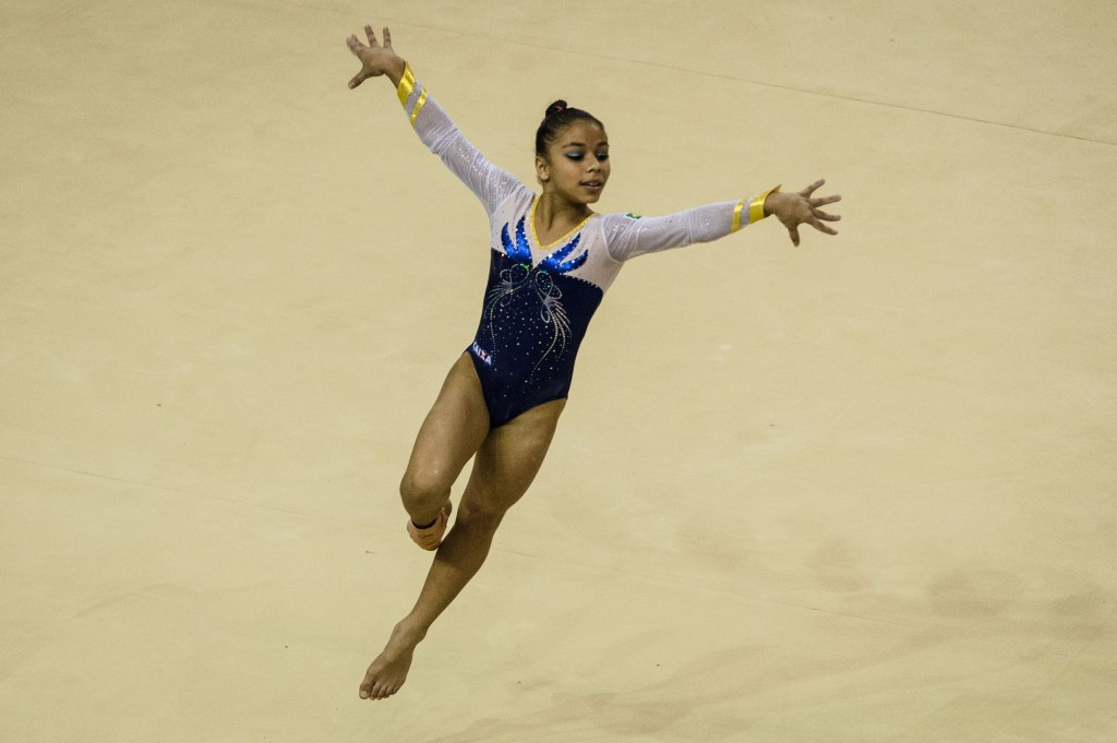 Flávia Saraiva of Brazil also took home two golds as she topped the podium on the beam and on the floor
