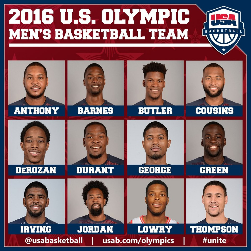 The United States' Olympic men's basketball team is made up of 12 players ©USA Basketball/Twitter
