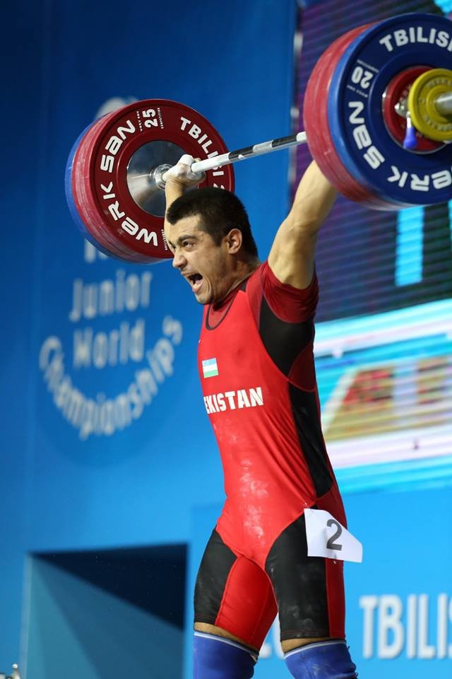 Farkhodbek Sobirov won silver medals in the men's 94kg snatch and clean and jerk to take overall gold ©IWF/Facebook