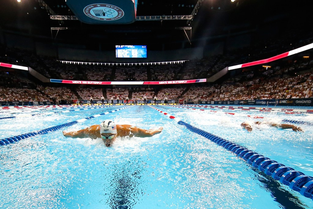 Michael Phelps and Ryan Lochte were locked in a fierce battle for victory in the final ©Getty Images