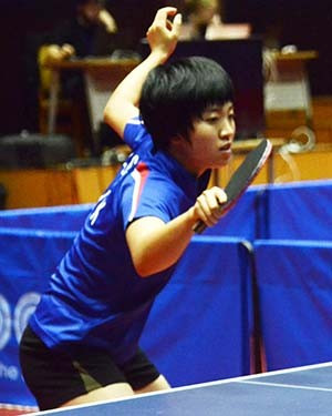Kim Song I beat compatriot and top seed Ri Myong Sun to clinch the women’s singles title ©North Korea Table Tennis Association