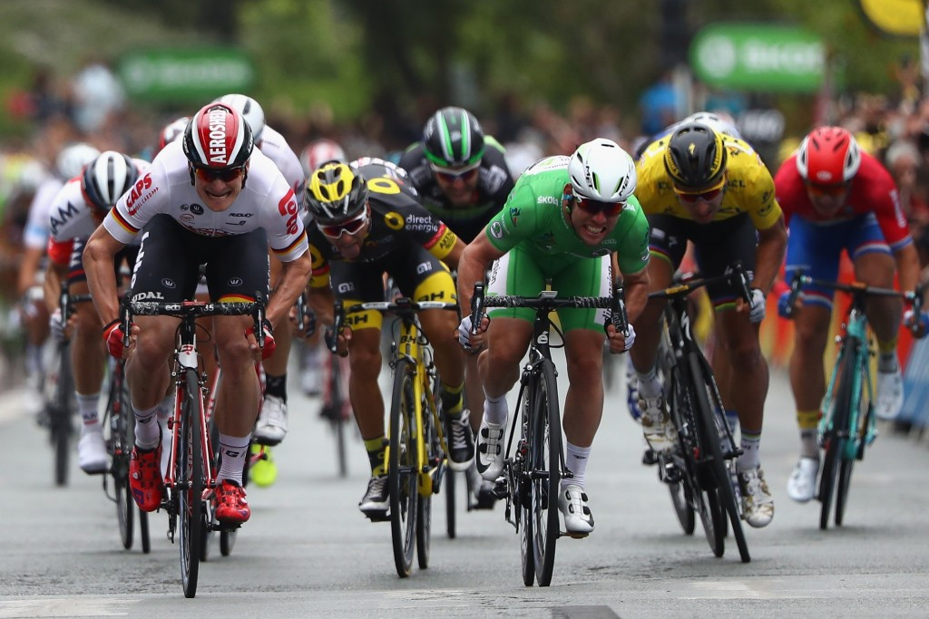 Cavendish draws level with Hinault after edging Greipel to stage three win at Tour de France