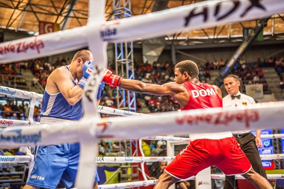 The Dominican Republic’s Raul Sanchez Marte beat professional fighter Geard Ajetovic on the opening day of action at the WSB/APB Olympic Qualification Tournament in Vargas ©AIBA/Facebook