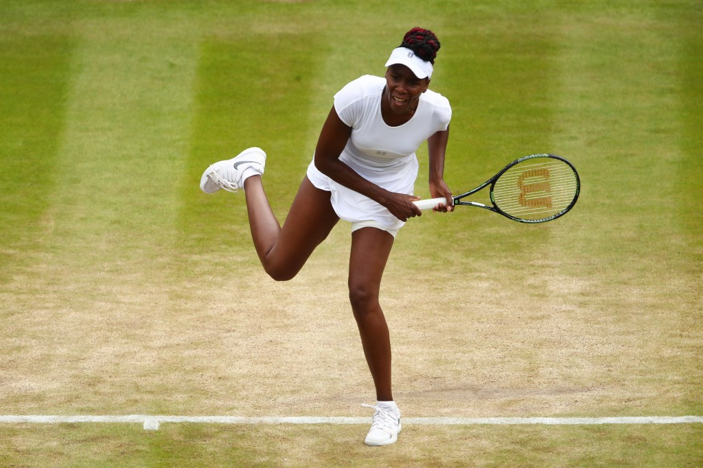 Venus Williams unleashes one of her trademark serves ©Getty Images