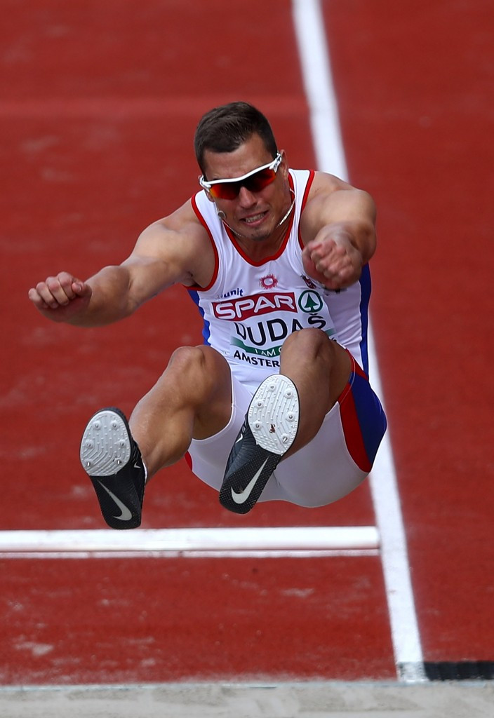Serbia's Mihail Dudas is second in the men's decathlon, 35 points behind Kasyanov who has 4,234 ©Getty Images