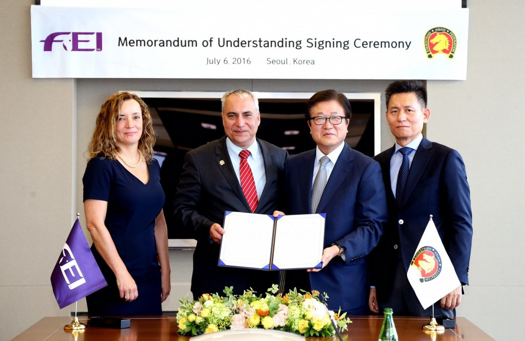 The FEI and the AEF signed the agreement at a special ceremony in Seoul ©FEI