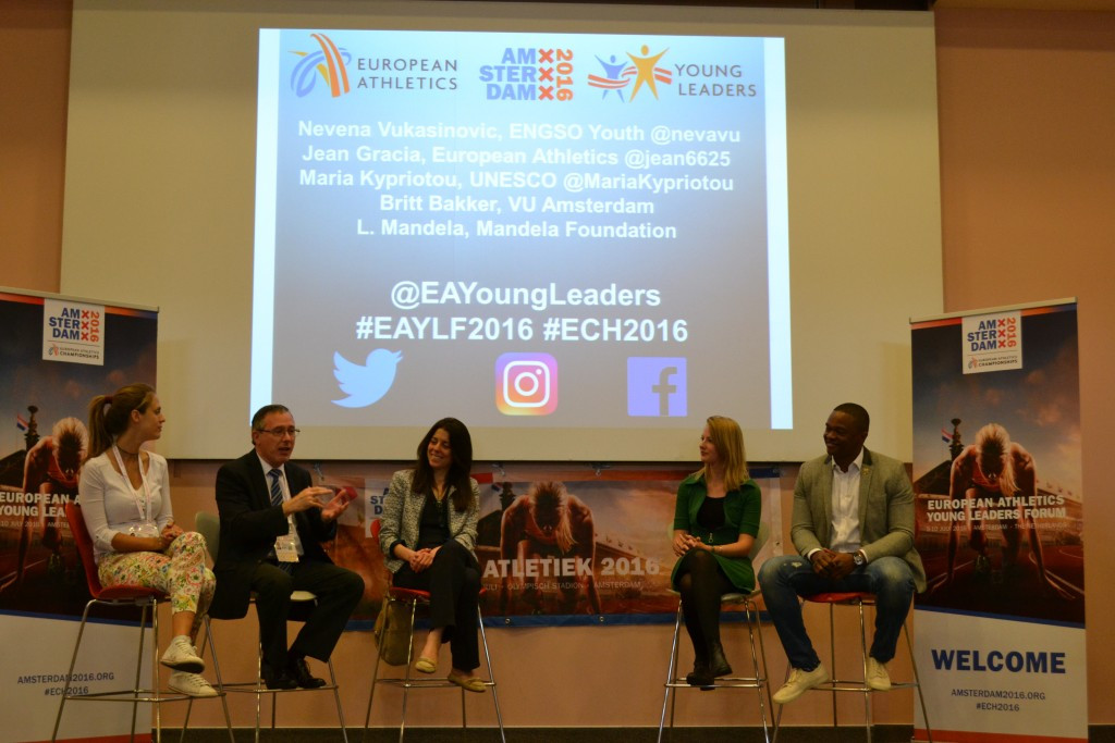 Jean Gracia (second from left) was speaking as part of a panel discussion entitled "Young Leaders: Social Multipliers" ©EA Young Leaders