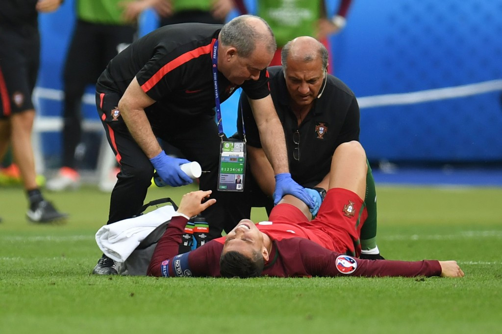 Portugal captain Cristiano Ronaldo saw his Euro 2016 final end prematurely due to injury ©Getty Images