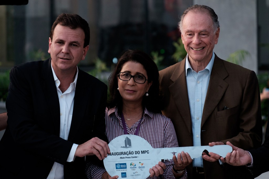 Nawal El Moutawakel, pictured in between Rio Mayor Eduardo Paes (left) and Organising Committee chief Carlos Nuzman (right), has delivered a message of confidence ahead of Rio 2016 ©Getty Images