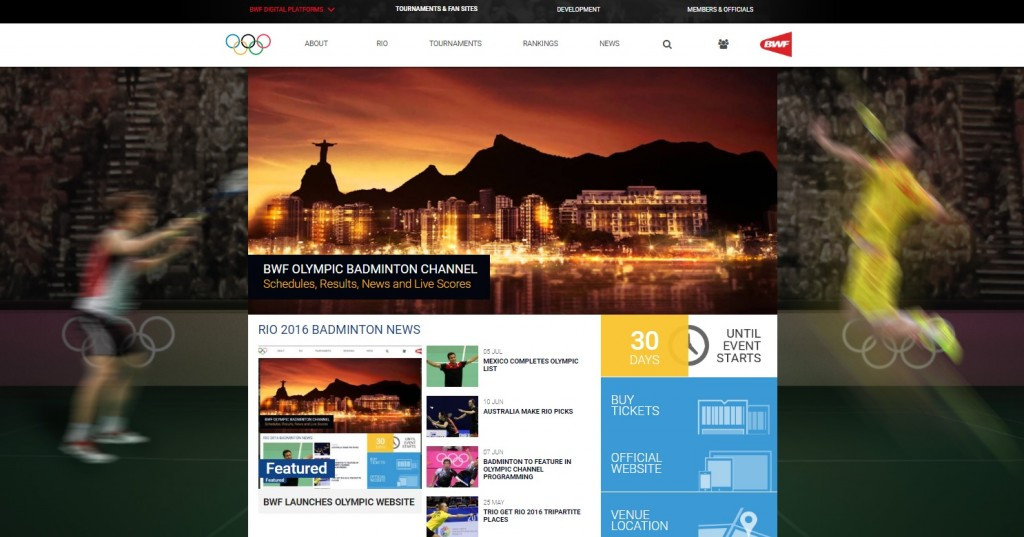 The BWF's Olympic website will allow fans to enjoy comprehensive coverage of Rio 2016 ©BWF
