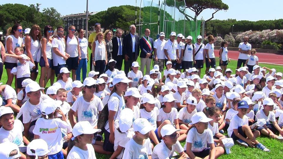 The meeting took place during a ceremony to open a new athletics track ©Rome 2024