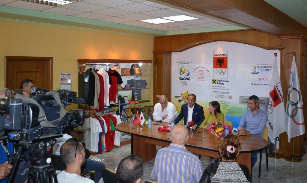 Luiza Gega's achievement was marked with a press conference in Albania ©Albania National Olympic Committee