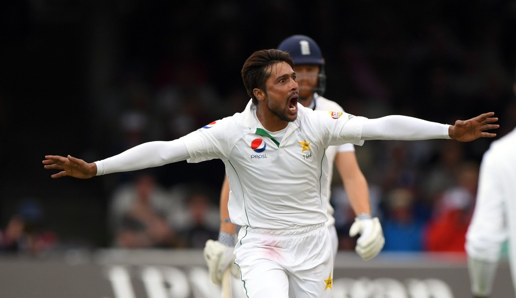Mohammad Amir took the wicket of Alistair Cook on his first appearance since being banned for spot-fixing ©Getty Images