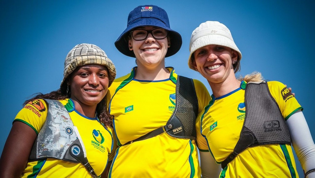 Ane Marcelle Dos Santos, Sarah Nikitin and Marina Canetta make up the women's team ©World Archery