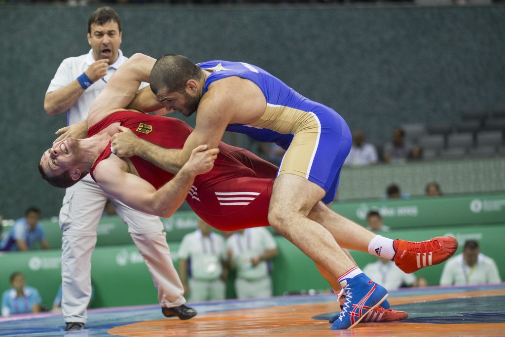 Russia bag gold medal hat-trick on opening day of Baku 2015 Greco-Roman wrestling action 