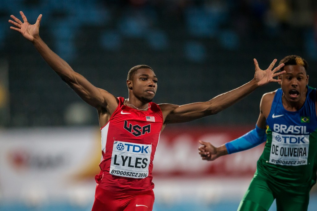 Lyles powers to world junior 100m title as Germany claim two titles in Bydgoszcz