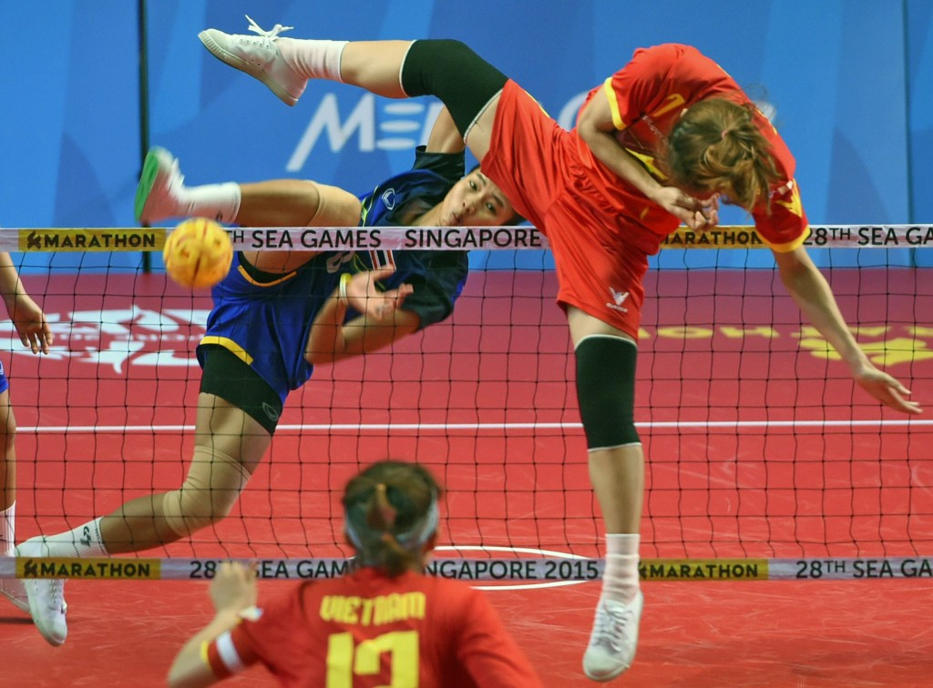One of Thailand's golds came in the women's regu sepak takraw tournament as they beat Myanmar 2-0