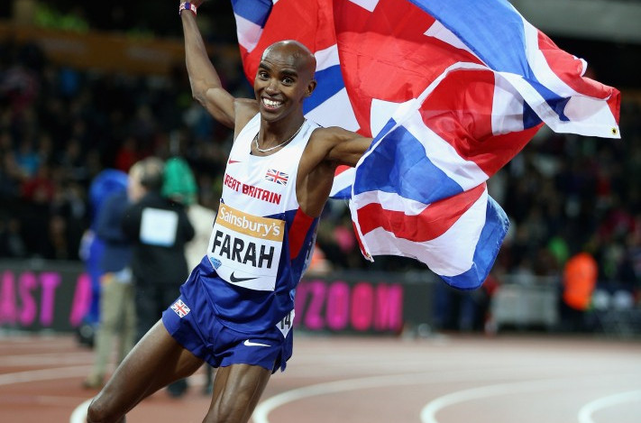 Mo Farah, pictured celebrating 3,000m victory at last year's Sainsbury's Anniversary Games in the London 2012 Olympic Stadium, is hoping for another win on the same track tomorrow in the 5,000m ©Getty Images