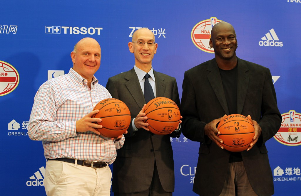 NBA Commissioner Adam Silver (centre) announced the decision to move the game ©Getty Images
