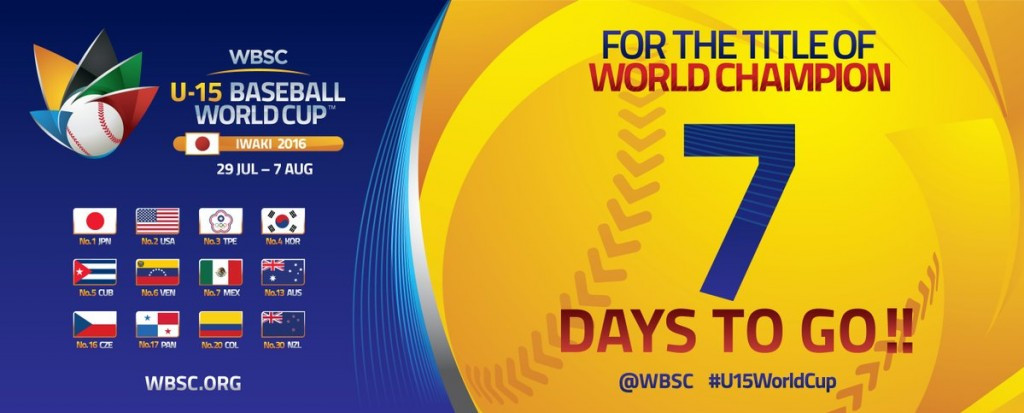 The Under-15 Baseball World Cup is due to begin in seven days' time ©WBSC