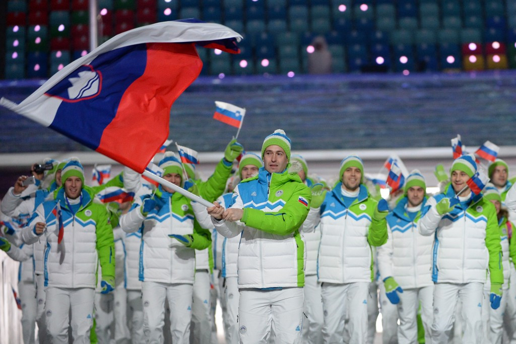 Tomaz Razingar was Slovenia's flagbearer at Sochi 2014 ©Getty Images