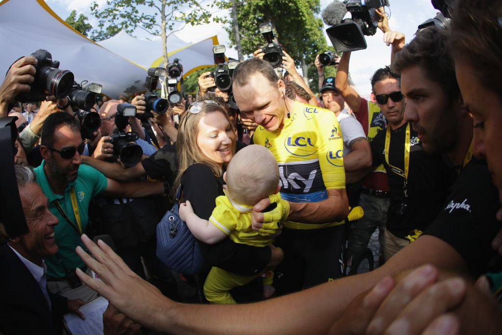 Chris Froome dedicated his victory to his son before paying tribute to the victims of the Nice terrorist attack ©Getty Images
