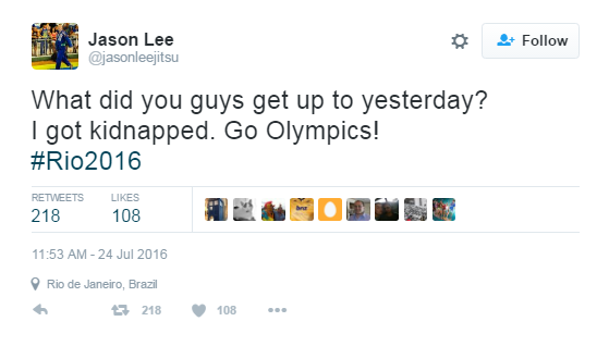 Jason Lee confirmed he had been kidnapped on Twitter ©Jason Lee/Twitter