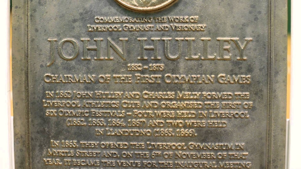A plaque in Liverpool marks the achievements of John Hulley, one of the founders of the National Olympic Association ©YouTube